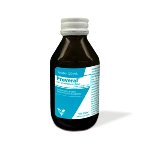 Preveral con Dextrometorfano 3 mg - 15 mg/5 mL Solución Oral, jarabe con antihistamínico y antitusivo para el alivio de la tos seca, irritativa o nerviosa y los síntomas asociados a la alergia o resfriados.
