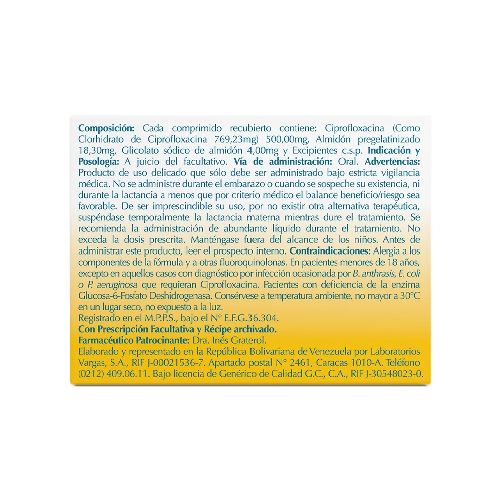 CIPROFLOXACINA 500mg COMPRIMIDOS RECUBIERTOS - Image 3