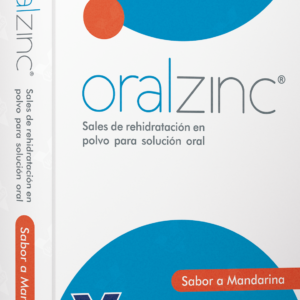 Oralzinc Sales de Rehidratación Oral con Zinc, sobres de polvo sabor Mandarina para el soporte y tratamiento de la deshidratación por diarrea o gastroenteritis, ayudando a restablecer el equilibrio de electrolitos y agua.