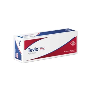 Tevix 2,5 mg Tabletas Recubiertas (Apixabán), caja de anticoagulante oral para la prevención de accidentes cerebrovasculares (ACV) y embolia sistémica en pacientes con fibrilación auricular (FANV).